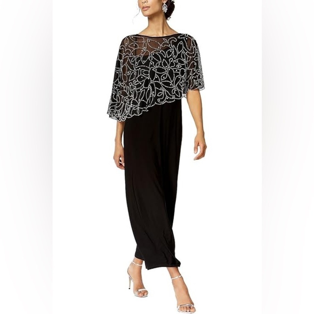 MSK Overlay Womens Evening Gown